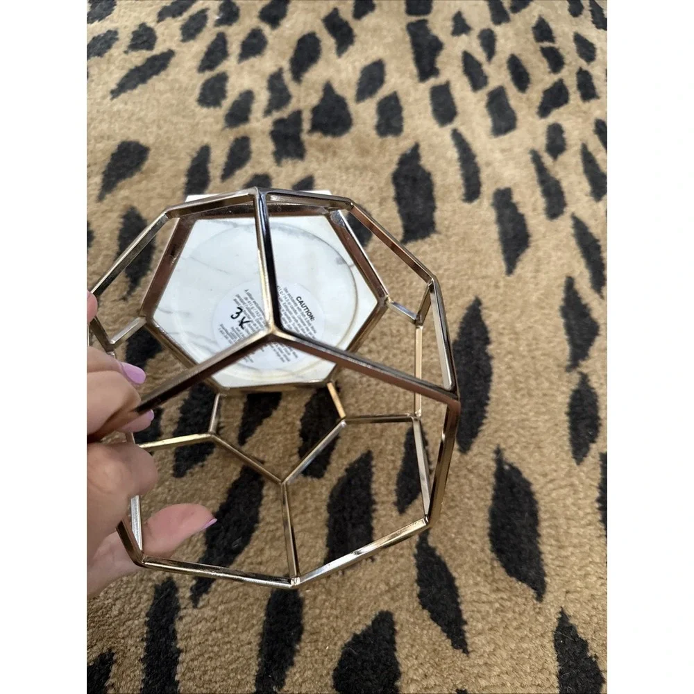 BATH & BODY WORKS GOLDEN DECAGON MARBLE LG 3 WICK‎ CANDLE HOLDER SLEEVE 4318
